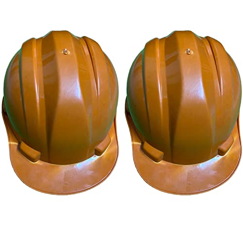 Image of LADWA Orange Heavy Duty Superior Safety Helmet, ISI Marked Protective Hard Hat for Construction, Industrial and Outdoor Safety Work Applications (Pack of 2)