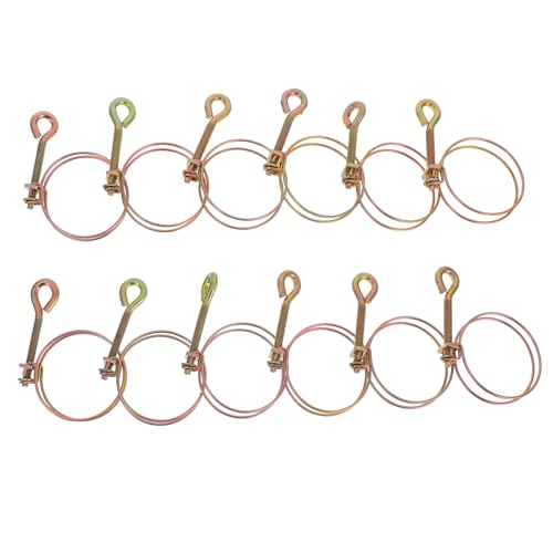 STOBAZA 12 Pack Zinc Coated Steel Clamp Double Wire Throat Hose Clamp for Pipe and Air Tube Securing