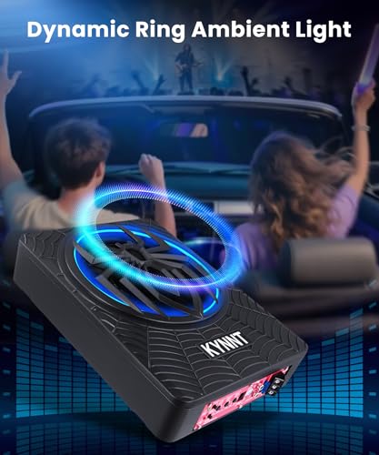 Image of 10 Inch 1200W Slim Underseat Powered Car Subwoofer with Built-in Amplifier, High /Low Level Input, Deep Bass & Blue Dynamic Ambient Light, for Car Truck & SUV