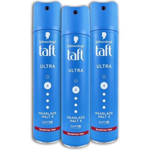 Laque Taft Ultra Halt 4 fini les cheveux rebelles et les brushings qui tombent avec ce lot 3x250ml