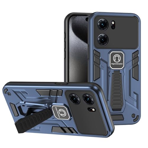 XNCVBD Funda Compatible con OPPO K10 5G/A77 5G/A57 5G función Atril incorporada de Grado Militar a Prueba caídas, Funda Protectora Cuerpo Completo Goma TPU y rígida For teléfono PC(BLU)