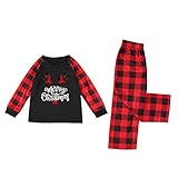 ZOFIS Vater Tochter Pullover Passender Familien-Weihnachtspyjama mit Karierten Ärmeln, niedlichem Musterdruck, Festival für Erwachsene und Kinder, Eltern-Kind-Outfit Coole Babysachen