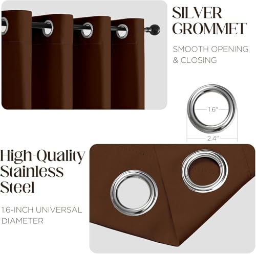 Image of Cortina 80-90% Blackout Solid Window Curtains 6 Feet Set of 2 - Thermal Insulated | Curtain for Living Room | Drapes for Bedroom | (6 Feet, Brown)