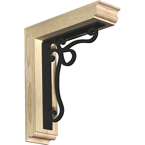 4"W x 14"D x 16"H Orleans Traditional Ironcrest Rough Sawn Bracket, Douglas Fir (1 1/2"W x 10"D x 12"H Iron Bracket)