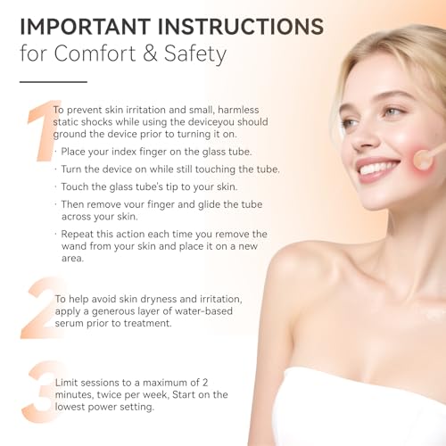 Skin Therapy Wand - Portable Skin Therapy Machine with 6 Glass Tubes - Clarifying - Skin Tightening & Radiance - Wrinkle Reducing