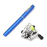 NYKK Angelrutenstange Mini-Taschen-Feder-Form-Aluminiumlegierung Angelrute Tragbare Baitcasting Ruten Pole Angelrolle Set Combos Angelruten- und Rollen-Combos (Color : Blue, Length : 1M)