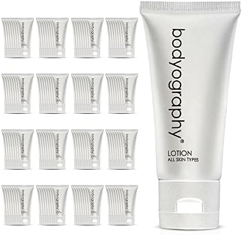 Bodyography blanc- Bulk Hand and Body Lotion | 50 Count, 1.4oz | Vanilla White Tea, Mini Travel Size Toiletries (100% Recyclable Tube with Flip Top Cap) Hotel Amenities, Suitable for All Skin Types