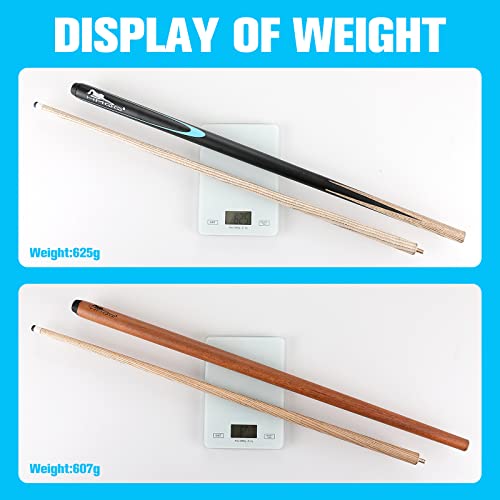 Hmqq 58" 2-Pieces Pool Cue Stick With 12Mm Fiber Cue Tip,Ash Wood Billiards Stick,Nature Wood Grain Handle, Set Of 2 #TOP4