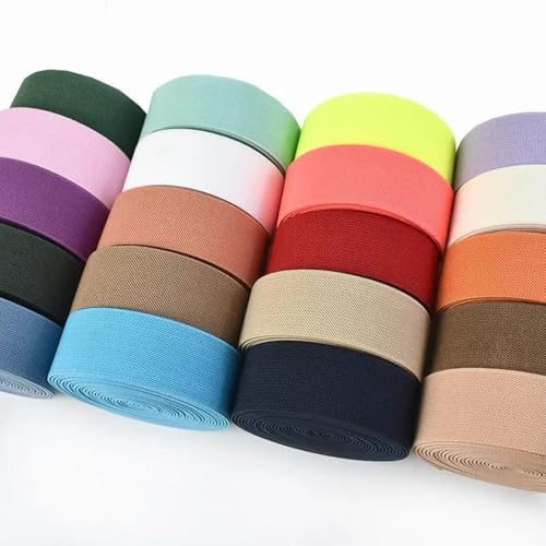 5 mètres de bandes élastiques colorées en nylon (10-50 mm), sangles élastiques plates pour vêtements, pantalons et accessoires de couture DIY,Gris,38mm – vue 4
