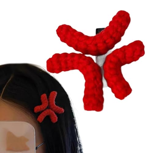 Fermaglio per capelli da 5,5 x 5 cm, per ragazze, divertente e arrabbiato, creativo all'uncinetto, accessorio alla moda per donne e adolescenti