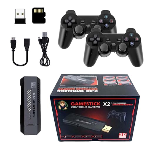 X2 Plus Game Stick Retro Console, 128GB with 40,000+ Classic Games, Dual 2.4G Wireless Controllers, 4K HD Output, Emuelec 4.3 System, for Kids & Adults