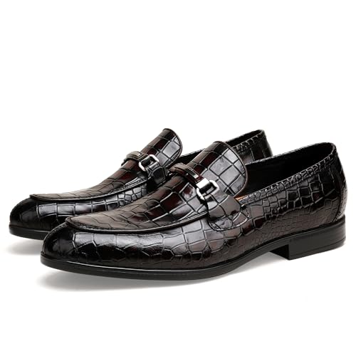 Image of Formal Dress Shoes for Men, Premium Buckle Moc-Toe Business Shoes Casual Slip-on Penny Loafer