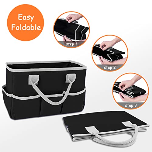 Image of ZKOO Art Supply Storage Organizer Caddy, Craft Tote Bags With Pockets for Scrapbook Organization and Storage Supplies, Portable Office Organizer (Black, Small) (Pack of 2)