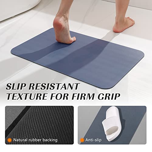 Diatomaceous Earth Mat Innovative Bathroom Rugs And Mats Sets, 3 Pcs Bath Mat Rug Non Slip Quick Dry Super Absorbent Thin Floor Rugs Easy To Clean/Kitchen Doormat （ Blue 16"X24"，20"X32"， 20"X47"） #TOP4