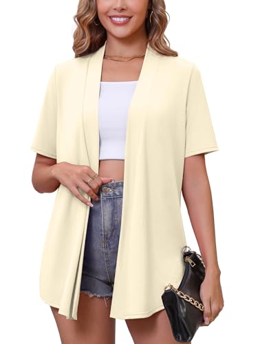 Image of Women's Lightweight Open Front Cardigans Casual Soft Drape Spring Summer Fall Cardigan S-3XL