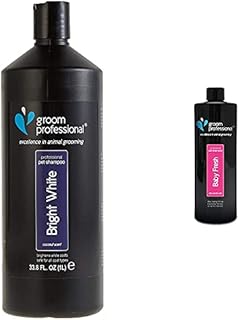 GROOM PROFESSIONAL Bright White Dog Shampoo, Excellence in Animal Grooming, Brightens White Coats, Perfect for White-Coated Dog Breeds, Made in UK, 4 Litre