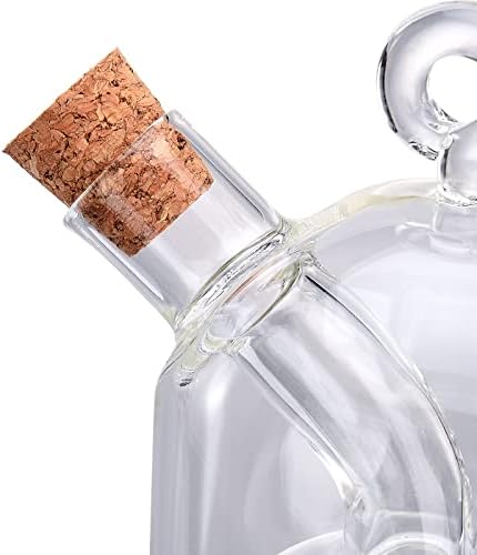 2 in 1 Oil & Vinegar Dispenser Glass Bottle, Olive Oil and Balsamic Vinegar Dual Glass Dispenser Bottle, Stylish Tabletop Cookware Dispenser Double Pour Spout Oil Dispenser
