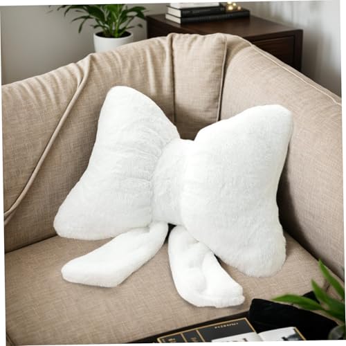 Coussin en forme de nœud en peluche blanche douce pour canapé et lit - 2