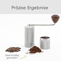 Hanseküche Kaffeemühle - Manuelle Kaffeemühle mit Präzisions-Edelstahlmahlwerk und Holzgriff - Kegelmahlwerk für Espresso, Espressomühle (Silber Matt)) – Ansicht 4