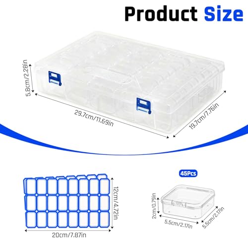 XHNKEG Lot de 45 boîtes de rangement en plastique transparent avec nom - Grandes boîtes de rangement pour bijoux - En plastique transparent – vue 2