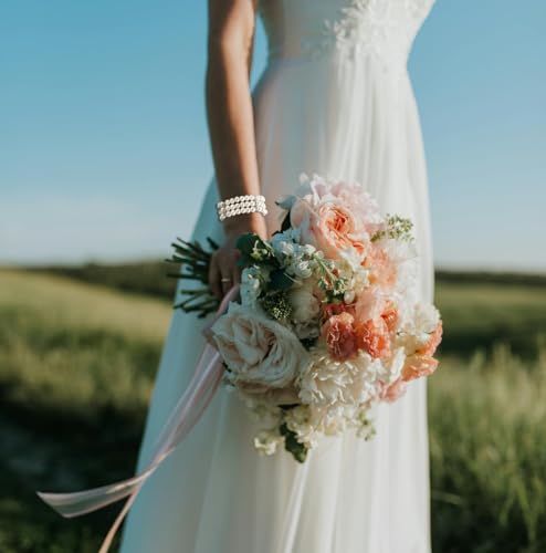 2-8Pcs 1920s Flapper Imitation Pearl Bracelet 3-Rows Stretch Bracelet Multi-Layered Elastic Bangle Bridal Wedding Jewelry Roaring 20s Accessories Jewelry2