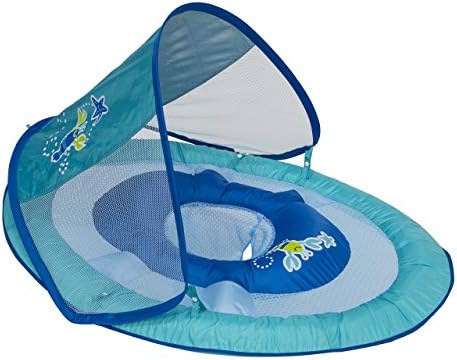 SwimWays Baby Spring Float with Adjustable Canopy and UPF Sun Protection, Blue Lobster