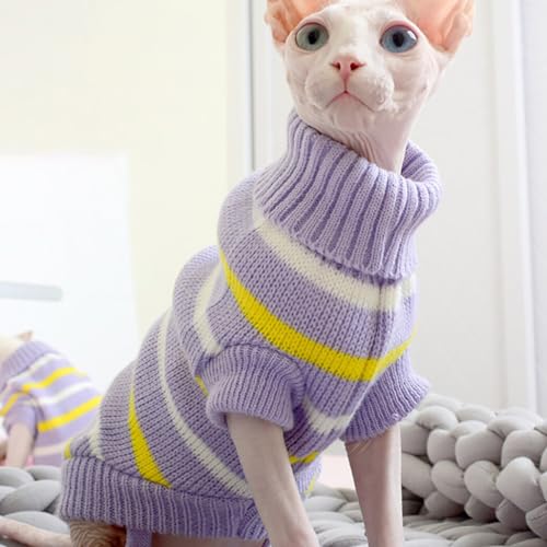 Roupa quente de gatinho de gola rolê aconchegante moda térmica lavável suéter bonito animal de estim
