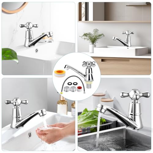 Robinet Lave Main Eau Froide, Robinet Eau Froide Uniquement, avec Filtre et Tuyau de Raccordement, pour Salle de Bain, Cuisine, Lavabo – vue 7