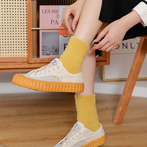 Image of TINTAO Womens Fuzzy Wool Boots Socks,Thick Knit Vintage Winter Warm Cozy Casual Crew Socks,Slouch Calf socks Gifts,#L1009