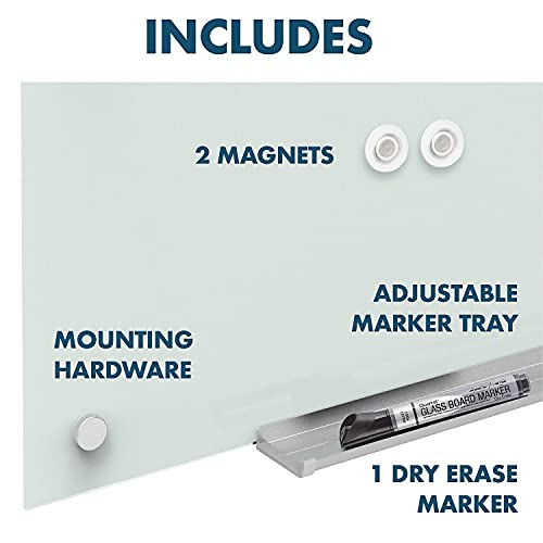 Quartet Whiteboard, Glass Dry Erase Board, Magnetic, 30" x 18", Infinity Frameless Mounting, White Surface, Accessory Tray, 1 Dry Erase Marker and 2 Glass Board Magnets (PDEC1830) by Quartet - Image 9