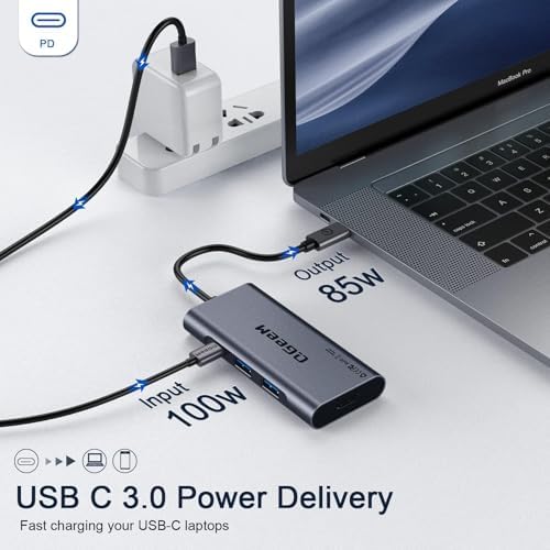 USB C 허브, 7in1 타입 c to 4K HDMI 멀티 포트 어댑터 동글 도크 노트북용 — 사진 5