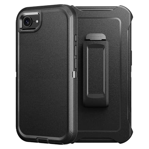 GRBeid for iPhone 16e &iPhone 17e Case Dropproof DustProof Strong Durable Heavy Duty Full Body Rugged 3-Layer Military Protective for iPhone 16e &iPhone 17e case 6.1 inch (Black+Belt)
