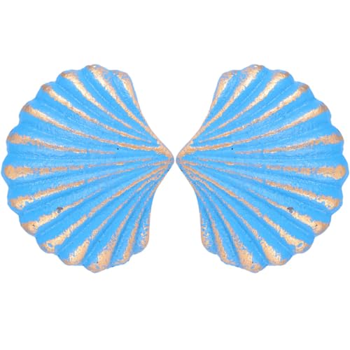 TOVINANNA Tiradores de Tocador de Metal Forma de Concha Azul 2 Piezas Manijas de Hierro Fundido para Cajones Infantiles y Armarios de Cocina Estilo Nórdico