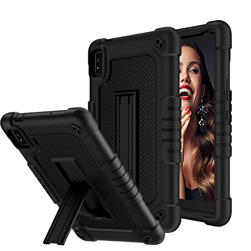 Mignova for MOXEE Tablet 2 8 inch Case Heavy Protective Shockproof for MOXEE Tablet 8" Model MT-T8B22 2022 Silicone Hard Back Shell Kids Friendly Case Built in Kickstand Shoulder Strap - Black+Black