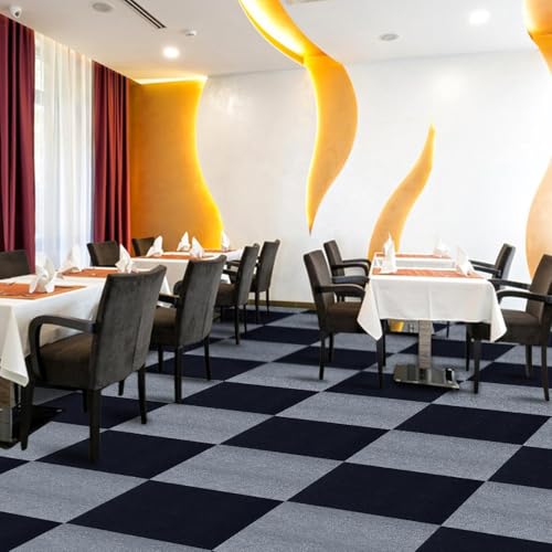 Boniry Carpet Tiles 24x24 Clearance, Set of 12 Peel & Stick - DIY Flooring Ideal for Kitchen, Dining Room, Bedrooms & Bathrooms, Self Adhesive Floor Renovation (Blue, 24 X 24)