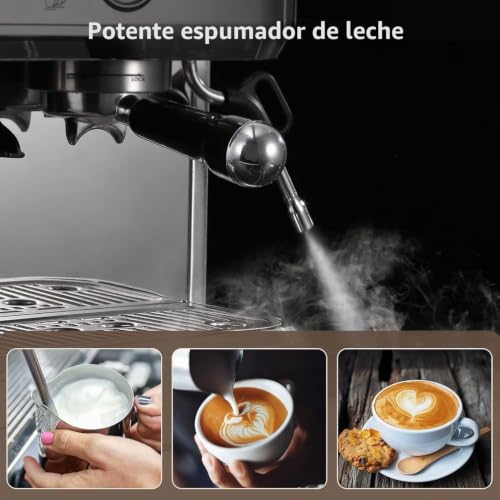 Miniatura 2 de Garvee Cafetera Italiana Automática con Molinillo Integrado – 15 Bares y Control PID – Espresso Profesional en Casa con Boquilla de Vapor, Depósito 2,3L, Acero Inoxidable, Plateado