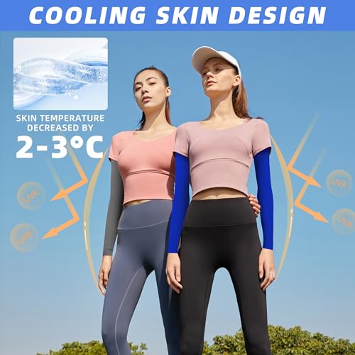 Image of BHYTAKI UV Sun Protection Arm Sleeves, UPF 50 Sports Cooling Arm Compression Sleeves for Men Women Teenager