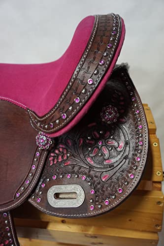 Me Enterprises Youth Child Pony Miniature Premium Leather Western Barrel Racing Trail Equestrian Horse Saddle Headstall Breast Collar & Reins Size 10-12-/D27 (12) #TOP3