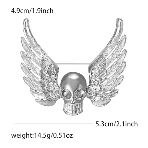 Image of Punk Skull Head Cross Sword Brooch Pin Cool Skeleton Lapel Pin for Dress Suit Decor Halloween Party Clothing Accessories for Women Men