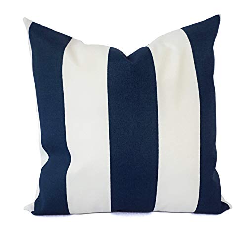 navy blue striped outdoor pillows