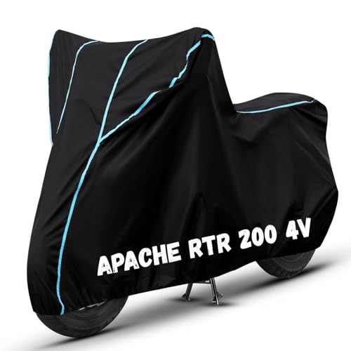 Image of Bike Cover for Apache RTR 200 4V 100% Waterproof, Dustproof & Scratch Resistant| Fully Bottom Elastic UV Resistant Heavy Duty Body Cover | All Weather Outdoor Use