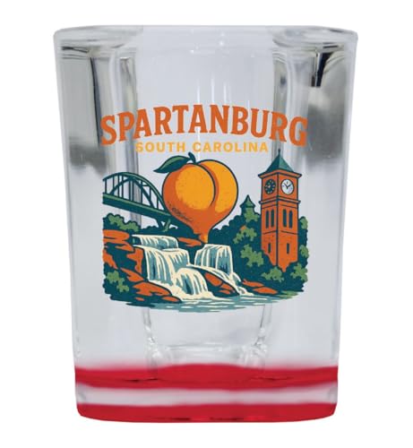 Vaso Shot Glass Cuadrado Base Roja 2 oz