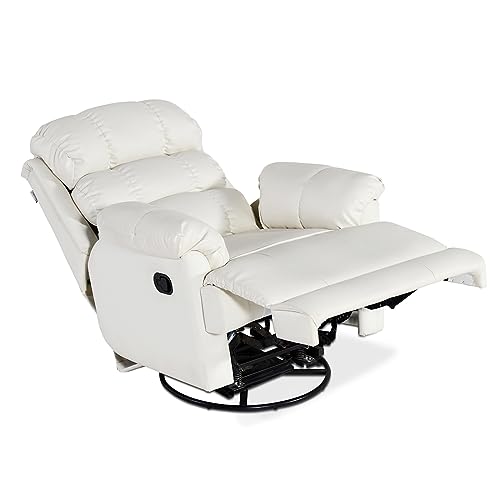 Image of Recliners India Single Seater Manual Rocking & Revolving Recliner Sofa | 3 Modes of Comfort | 361 Manual Rocking & Revolving Recliner | Cushion Armrest | Living Room Recliner Sofa | Colour- White