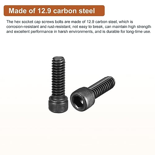 DTGN 1/4-20x3/4" Socket Head Cap Screws Bolts, 50Pcs 12.9 Grade Alloy Steel, Machine Hex Socket Screw, Hex Drive - Image 3