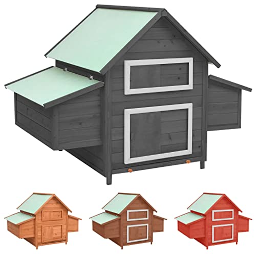 vidaXL Tanne Massiv Hühnerstall Rot Weiß 152x96x110cm Hühnervoliere Hühnerhaus – Bild 8