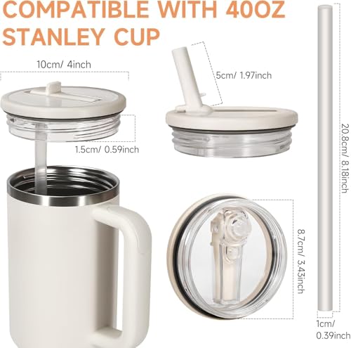 Miniatura 5 de 2 Unidades Para Tapa Stanley Cup A Prueba De Fugas, Con 2 Pajitas Y 1 Cepillo Para Pajita, Tapa De Repuesto Reutilizable, Compatible Con Stanley Quencher H2.0 40oz Cup