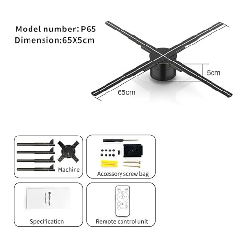 P65/25,6in 3D HD Hologram Fan Projektor, Odtwarzacz holograficzny LED Sign, Wsparcie Obrazu Wideo Sklep Bar Party Reklama Wyświetlacz Światło Proste zarządzanie