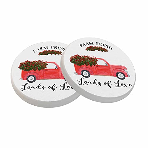 oFloral Rote Auto-Untersetzer für Getränke, saugfähig, 2er-Set, Flower Farm Loads of Loads, Hauseinweihungsgeschenke, neues Zuhause für Tischschutz, 4 Zoll Cover
