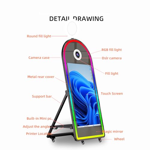 Ficha técnica VANYA Cabina de fotos portátil con espejo mágico 65 pulgadas con cámara e impresión pantalla táctil de arco 43 pulgadas máquina de fotomatón con funda de vuelo para eventos fiestas alquiler - Fernando Cortés Ficha técnica VANYA Cabina de fotos portátil con espejo mágico 65 pulgadas con cámara e impresión pantalla táctil de arco 43 pulgadas máquina de fotomatón con funda de vuelo para eventos fiestas alquiler - Fernando Cortés