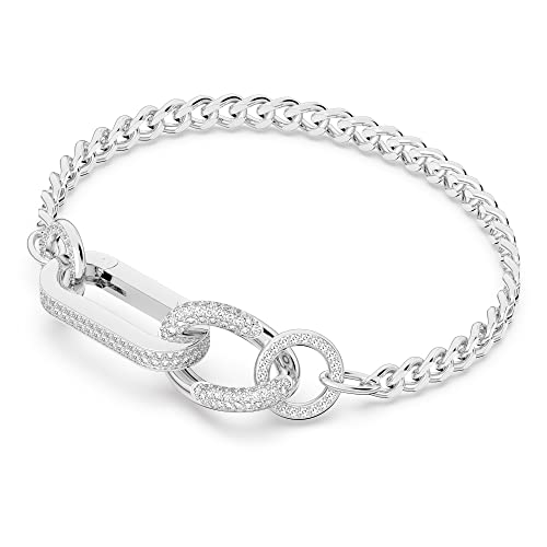 Swarovski Dextera Bracelet, Pavé, Mixed Links, White, Rhodium Plated #TOP1